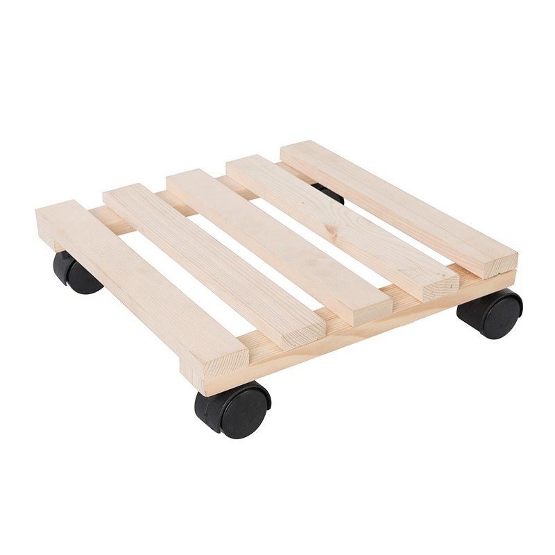 EDA - Support à roulettes carré en bois de Hêtre 29 cm