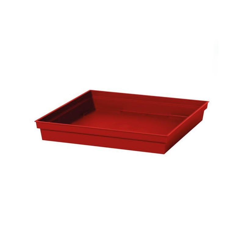 EDA - Soucoupe carrée Toscane - Rouge rubis - Pour pot Toscane 50 cm