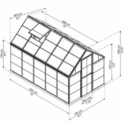 Canopia - Serre de terrasse en polycarbonate - Harmony? Gris - 180x300cm