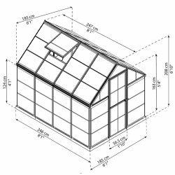 Canopia - Serre de terrasse en polycarbonate - Harmony? Gris - 180x240cm