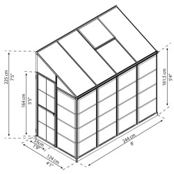 Canopia - Serre adossée - Lean To? Silver hybid - 245x125cm