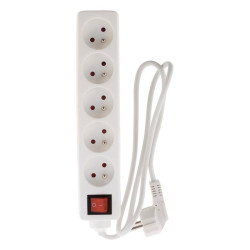 Zenitech - Lot de 2 blocs 5 prises 16A interrupteur Blanc