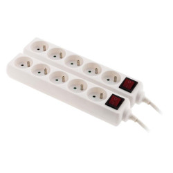 Zenitech - Lot de 2 blocs 5 prises 16A interrupteur Blanc