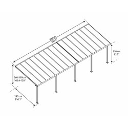 Canopia - Pergola - Olympia - 9.71x3m - Gris