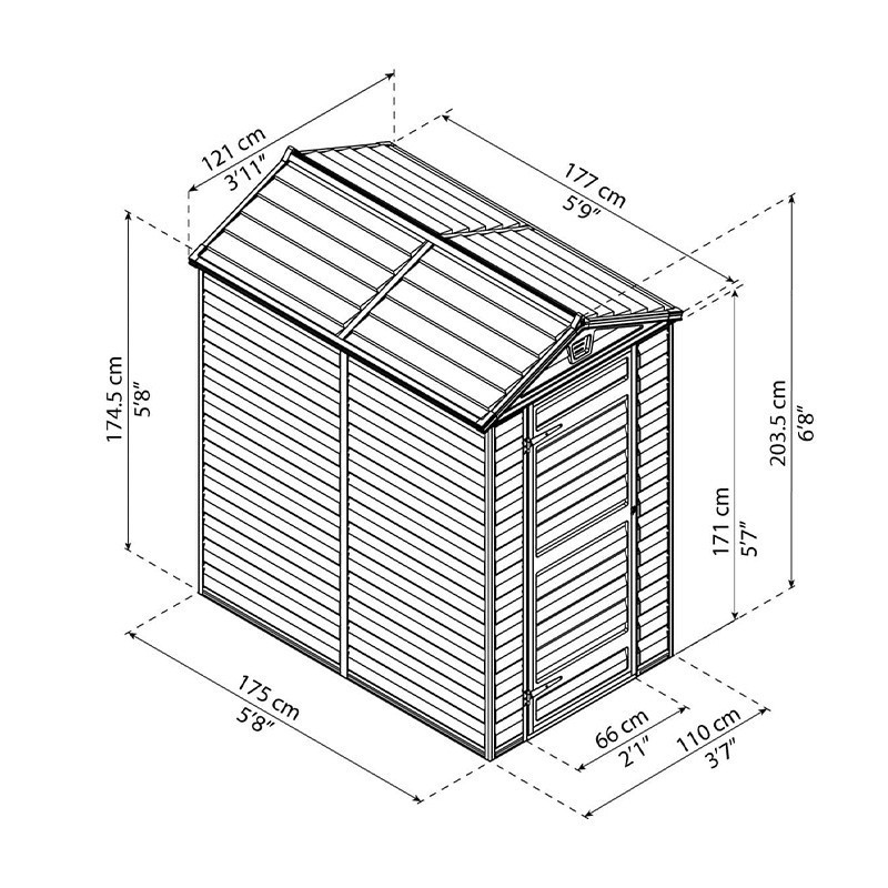 SKYLIGHT SHED 4X6 GREY DECO