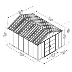 YUKON 11X13.1 S DARK GREY SHED WITH FLOOR