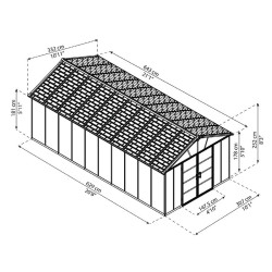 YUKON 11X21.3 S DARK GREY SHED WITH FLOOR