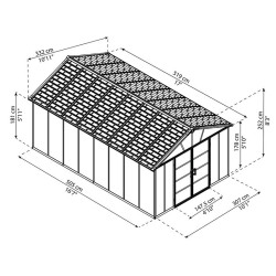 YUKON 11X17.2 S DARK GREY SHED NO FLOOR