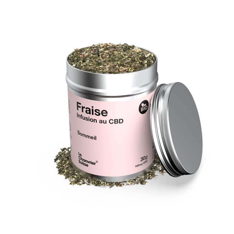 Tisane CBD Rooibos Vanille Fraise : infusion de chanvre bio, sommeil