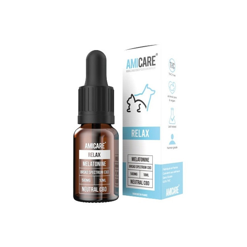 Amicare - Huile CBD pour animaux - Mélatonine - 10ml