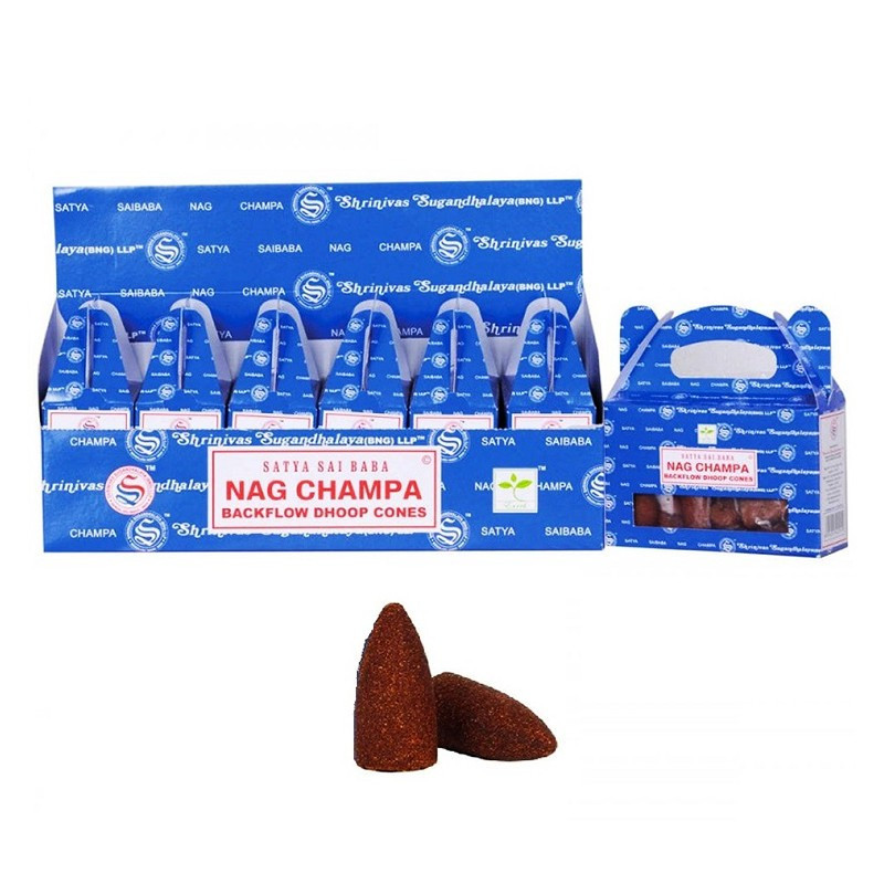 Satya - Lot de 6 - Encens en cône BACKFLOW SATYA NAG CHAMPA