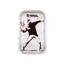 Plateau design métal - Médium - Banksy's Flower Thrower Alt - 27,5x17,5cm - G-Rollz