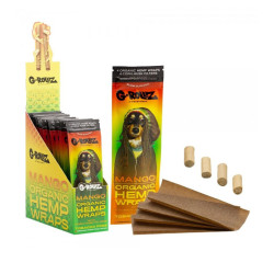 Feuilles à base de chanvre pré-roulées - Mango - 4X + Corn Husk tips reggae - G-Rollz