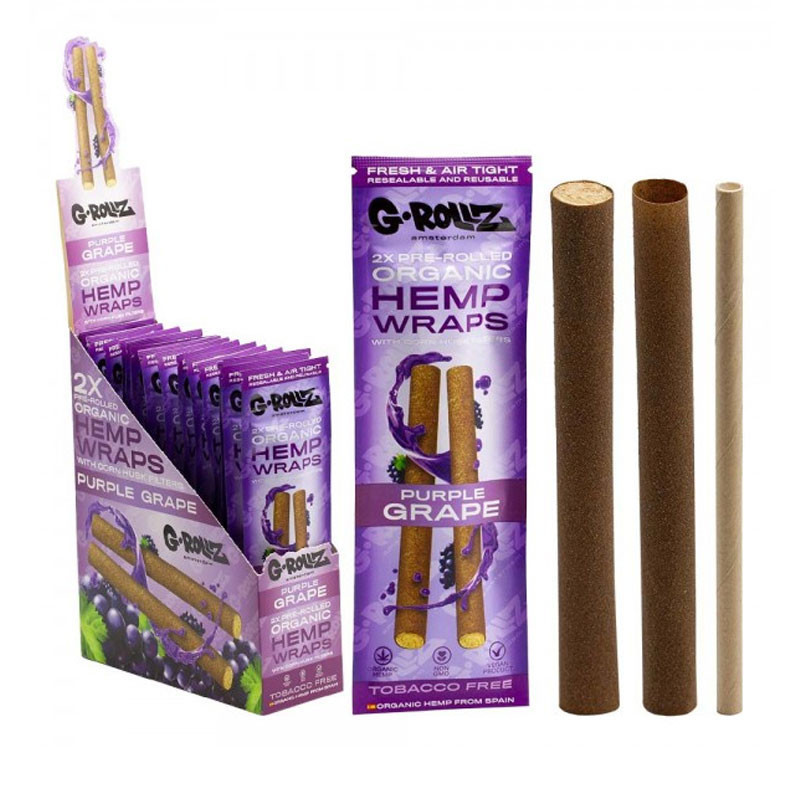 G-ROLLZ | BTE DE 15 PACK DE 2X WRAPS PURPLE GRAPE PRE-ROULE HEMP