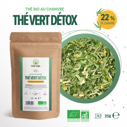 Pop CBD - Tisane Bien être CBD - Thé vert détox BIO - 35g