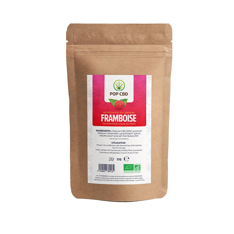 Pop CBD - Thé fruité CBD - Saveur Ice Framboise BIO - 35g