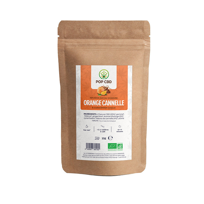 Pop CBD - Thé fruité CBD - Saveur Orange Cannelle BIO - 35g