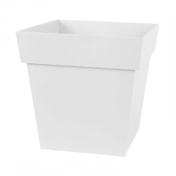 EDA - Pot bas carré Toscane 32x32cm blanc - 22L