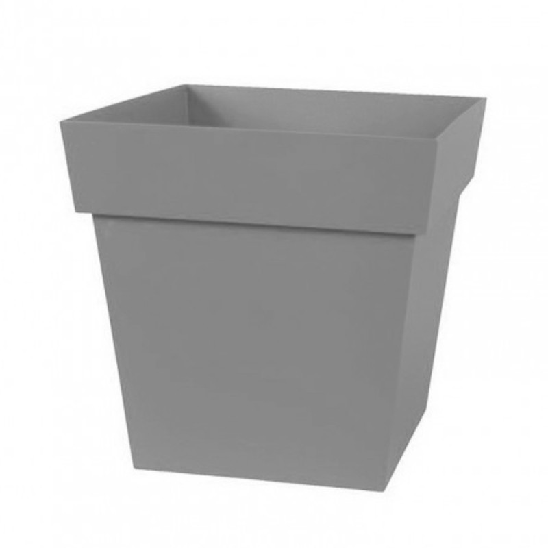 EDA - Pot bas carré Toscane 32x32cm gris béton - 22L