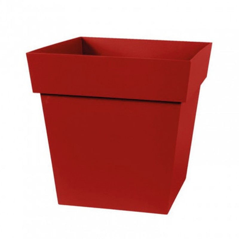 EDA - Pot bas carré Toscane 32x32cm rouge rubis - 22L