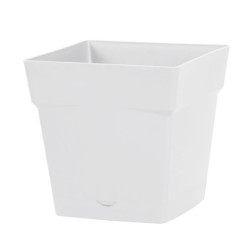 EDA - Pot carré Toscane avec réserve d'eau  10,2L - 25x25cm blanc