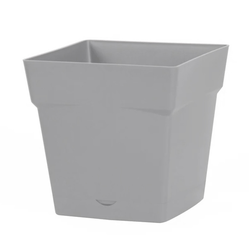 EDA - Pot carré Toscane avec réserve d'eau  10,2L - 25x25cm gris béton