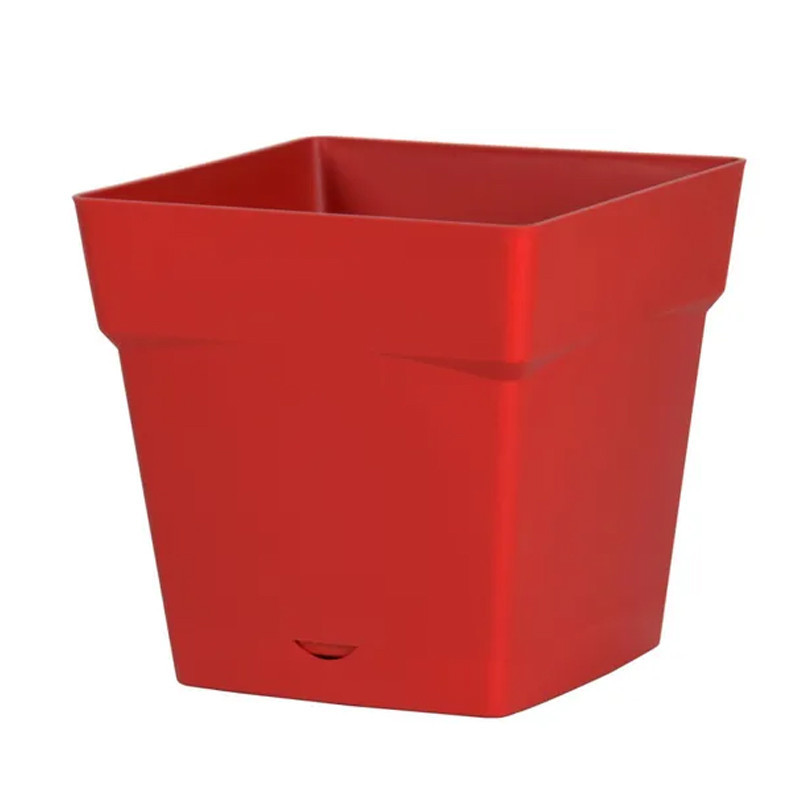 EDA - Pot carré Toscane avec réserve d'eau  10,2L - 25x25cm rouge rubis