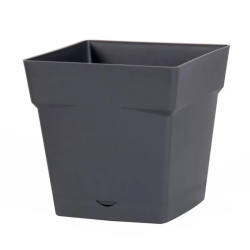 EDA - Pot carré Toscane avec réserve d'eau  10,2L - 25x25cm anthracite