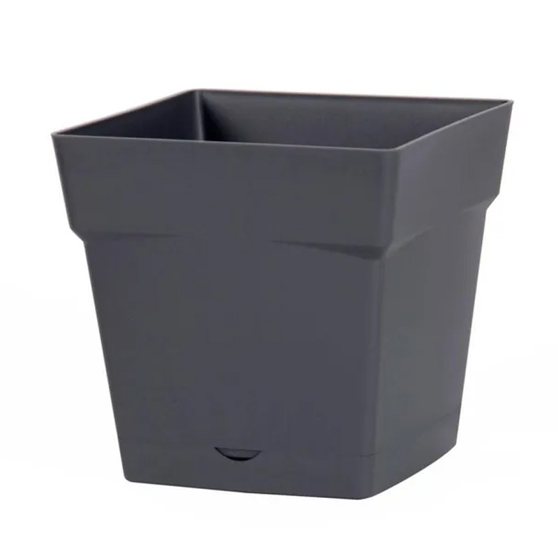 EDA - Pot carré Toscane avec réserve d'eau  10,2L - 25x25cm anthracite