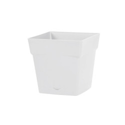 EDA - Pot carré Toscane avec réserve d'eau  3,4L - 18x18cm blanc