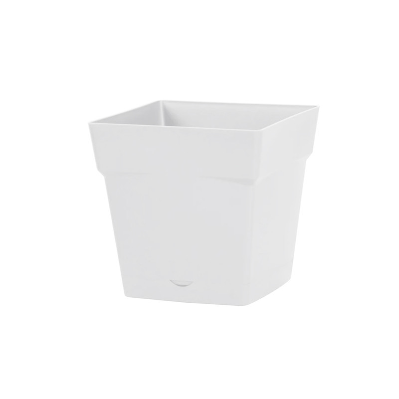 EDA - Pot carré Toscane avec réserve d'eau  3,4L - 18x18cm blanc