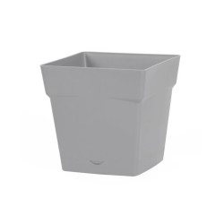 EDA - Pot carré Toscane avec réserve d'eau  3,4L - 18x18cm gris béton