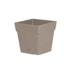 EDA - Pot carré Toscane avec réserve d'eau  3,4L - 18x18cm taupe