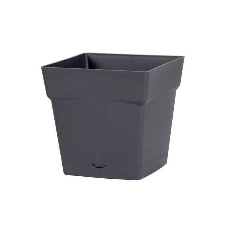 EDA - Pot carré Toscane avec réserve d'eau  3,4L - 18x18cm anthracite