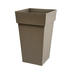 EDA - Pot haut carré Toscane - Taupe - 62L - 39x39x65cm