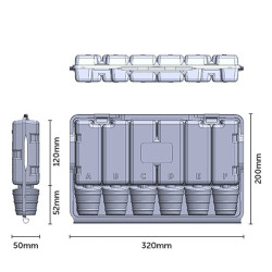 Boîte de transport transparente pour 6 boutures - 320 x 200 x 50 mm