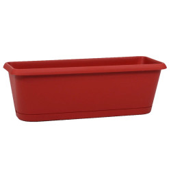 EDA Plastiques - Jardinière Chorus 50cm + plateau clips Rouge - 49x19x16cm - 9.45L