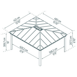 DALLAS 14X16 GARDEN GAZEBO GREY GREY