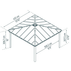 DALLAS 14X14 GARDEN GAZEBO GREY GREY