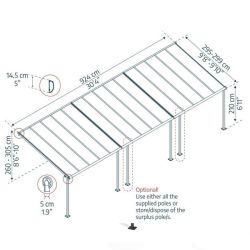 SIERRA PATIO COVER 3X9.15 GREY CLEAR