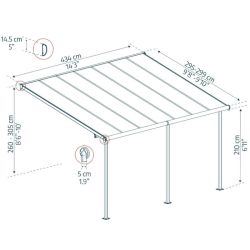 SIERRA PATIO COVER 3X4.25 GREY CLEAR