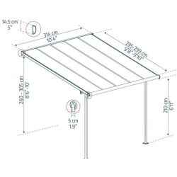 SIERRA PATIO COVER 3X3.05 GREY CLEAR
