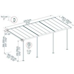 SIERRA PATIO COVER 2.3X6.9 WHITE CLEAR