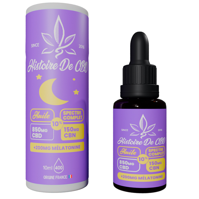 HISTOIRE DE CBD HUILE SOMMEIL CBD.CBN.MELATONINE ET LAVANDE 10% 10ML